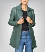 Women’s 3/4 Length Genuine Leather Car Coat – Classic & Elegant Design - Image 8