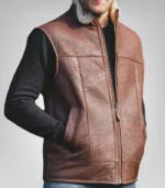 Men’s Sheepskin Aviator Gilet– Genuine Leather Bodywarmer for Winter - Image 7