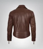 Men’s real lambskin leather biker jacket – cognac quilted moto outerwear