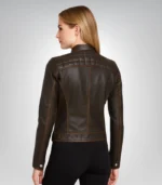 Men’s brown leather motorcycle jacket – vintage slim racer style