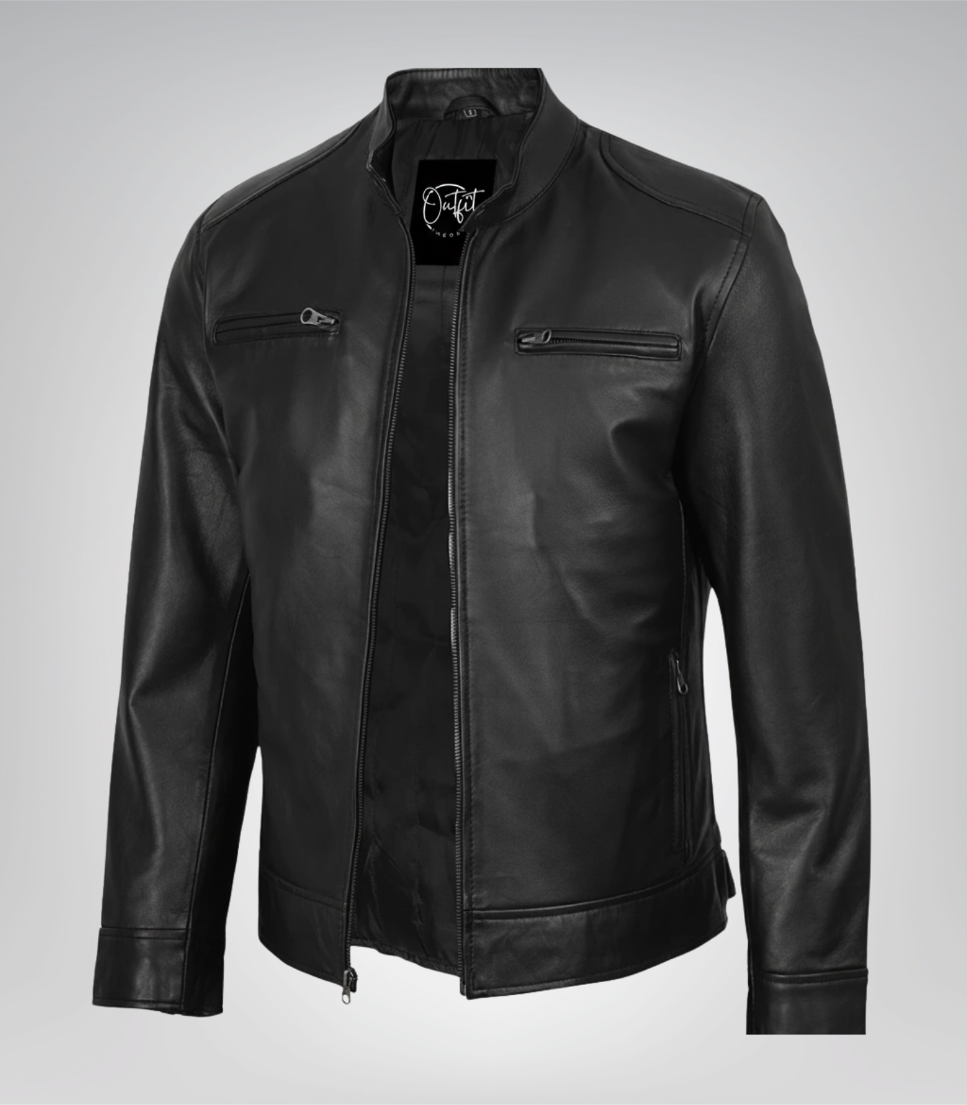 Men’s Timeless Black Real Leather Motorcycle Jacket Timeless black motorcycle jacket for men crafted from real leather
