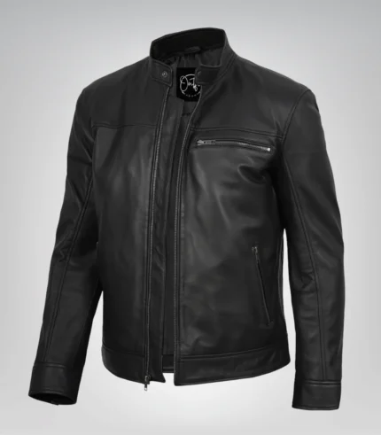 Men’s Motorcycle Black Jacket Genuine Leather Biker Style