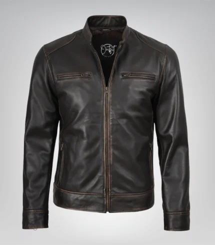 Men’s stylish lambskin leather moto jacket