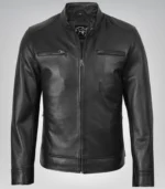 Sleek Lambskin Leather Motorcycle Jacket for Men - Image 2