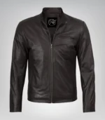 Men’s Dark Brown Cowhide Leather Motorcycle Jacket Premium Biker Style - Image 3