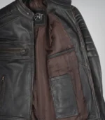 Men’s real leather motorcycle jacket in distressed brown finish