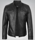 Sleek Lambskin Leather Motorcycle Jacket for Men - Image 3