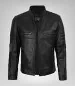 Stylish black lambskin moto jacket for men