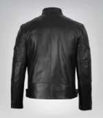 Timeless black leather biker jacket for men with premium detailing
