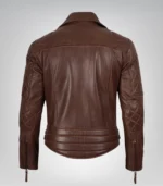 Premium asymmetrical cognac brown leather motorcycle jacket for men