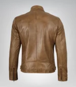 Premium camel brown leather biker jacket for men