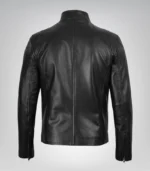 Premium black leather biker jacket for men, classic fit