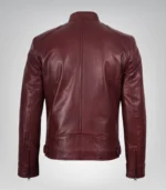Premium burgundy leather biker jacket for men