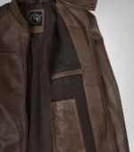 Trendy men’s chocolate brown waxed leather motorcycle jacket