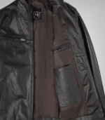 Trendy men’s dark brown cowhide leather biker jacket