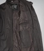Premium dark brown leather biker jacket for men, cowhide material
