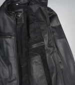 Premium black leather biker jacket for men, cowhide material