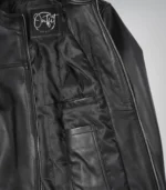 Men’s classic biker-style leather jacket in black