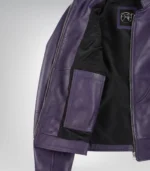 Stylish women’s purple leather biker jacket with modern fit