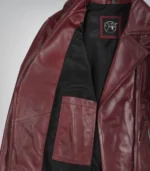 Stylish women’s burgundy lambskin leather motorcycle jacket design