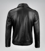 Premium men’s black biker jacket with belt and asymmetrical zipper