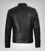 Men’s genuine lambskin leather biker jacket in classic black