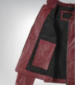 Women’s burgundy leather jacket – slim fit, classic moto lambskin design