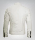 Real leather off-white biker motorcycle jacket for men