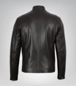 Premium dark brown leather motorcycle jacket for men, cowhide material