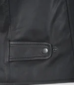 Men’s Genuine Leather Biker Jacket Matte Black Finish - Image 5