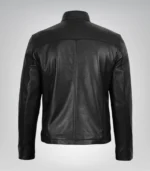 Men’s classic biker-style leather jacket in black