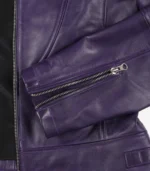 Women’s genuine purple leather biker jacket with contemporary fit