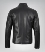 Men’s real leather motorcycle jacket in matte black
