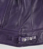 Women’s Purple Leather Biker Jacket with Contemporary Fit - Image 6