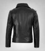 Men’s Black Leather Jacket Featuring Asymmetrical Biker Style - Image 6