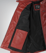 Women’s Luxe Red Real Leather Biker Jacket - Image 4