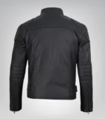 Premium matte black leather biker jacket for men