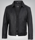 lim fit men’s matte black leather biker jacket – motorcycle design