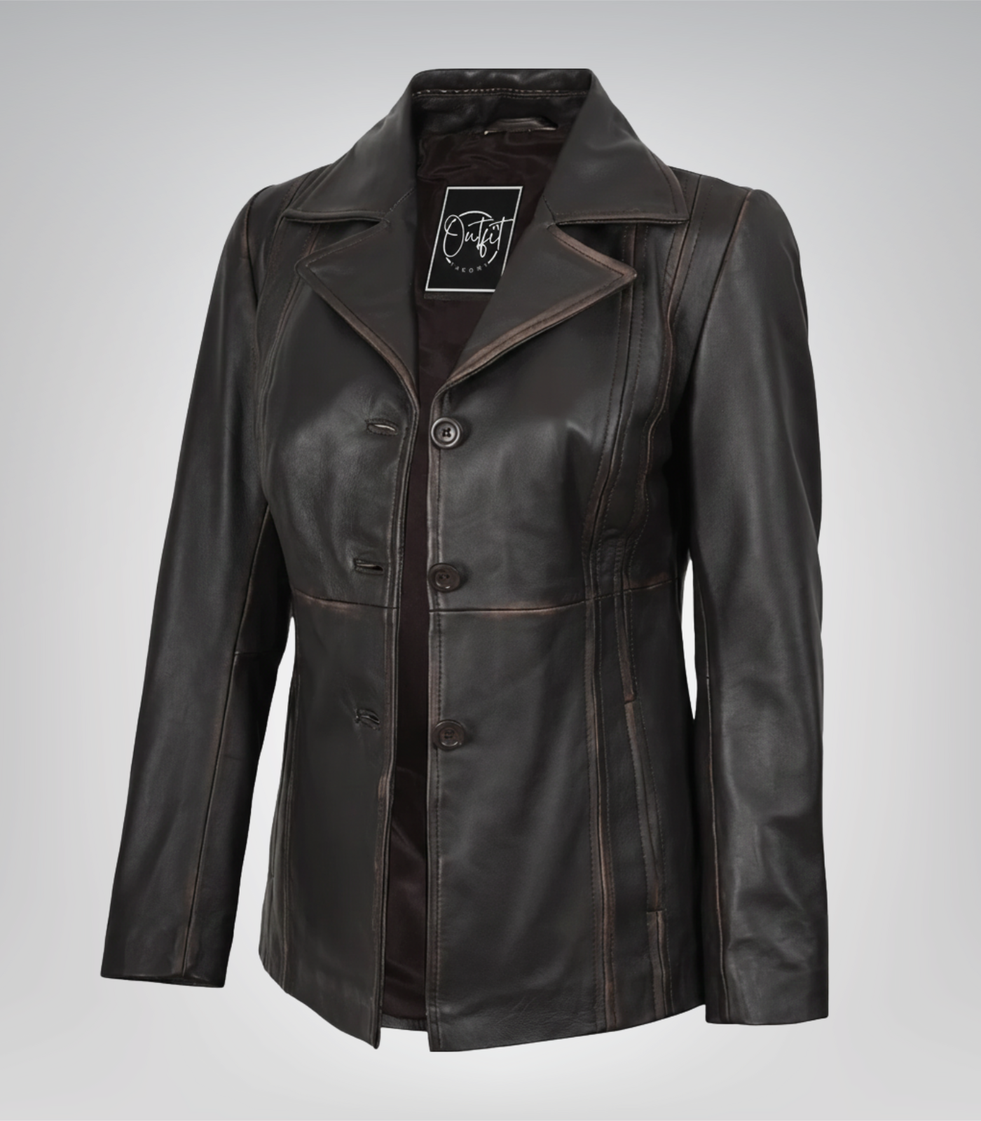 Women’s Distressed Brown Lambskin Leather Blazer Women’s distressed brown lambskin leather blazer