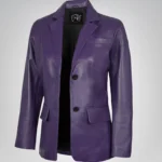 Women’s purple lambskin leather blazer
