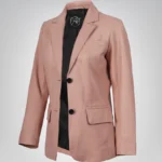 Women’s pink real lambskin leather blazer