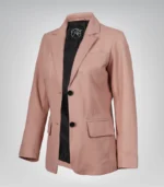 Women’s pink real lambskin leather blazer