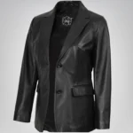 Women’s black real lambskin leather blazer