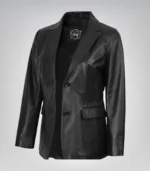 Women’s black real lambskin leather blazer