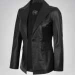 Women’s black real lambskin leather blazer