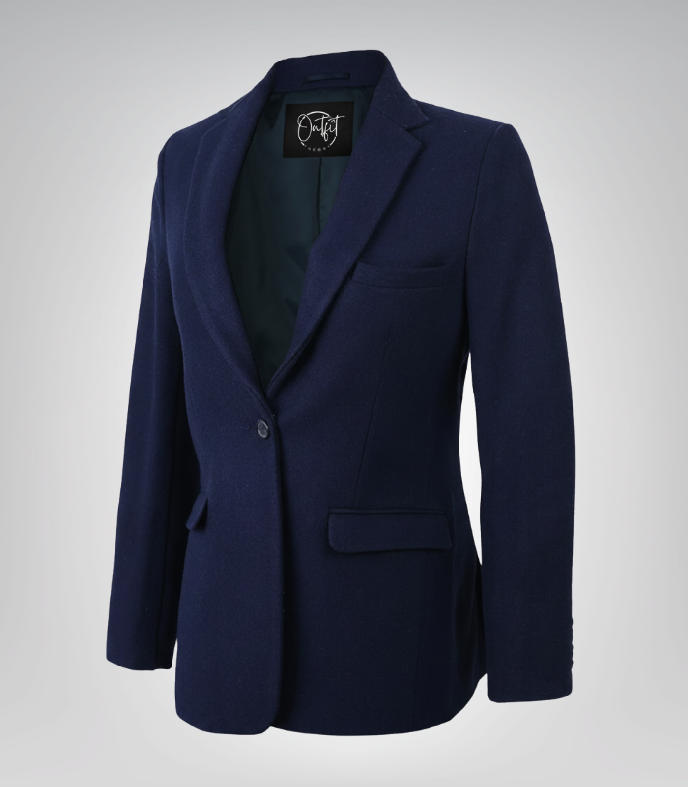 Women’s Navy Blue Wool Blend Blazer Women’s navy blue wool blend blazer