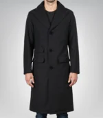 Men’s 1920s Gangster Black Wool Overcoat Shelby Style Long Coat