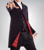 Men’s Dark Blue Wool Overcoat Twelfth Doctor Style Winter Car Coat - Image 3