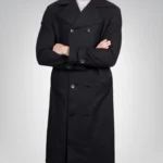 Kenney Men’s Double-Breasted Black Wool Coat Premium Modern Fit Overcoat