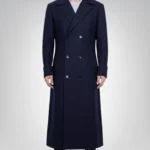Men’s Dark Blue Double-Breasted Wool Coat Classic Formal & Casual Overcoat